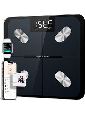 Smart Body Weight Scale with Body Fat, BMI, Muscle Mass, Bluetooth Sync & LED